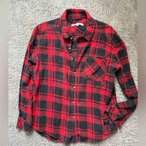H&M Red and Black Plaid Button-Down Shirt - Men's